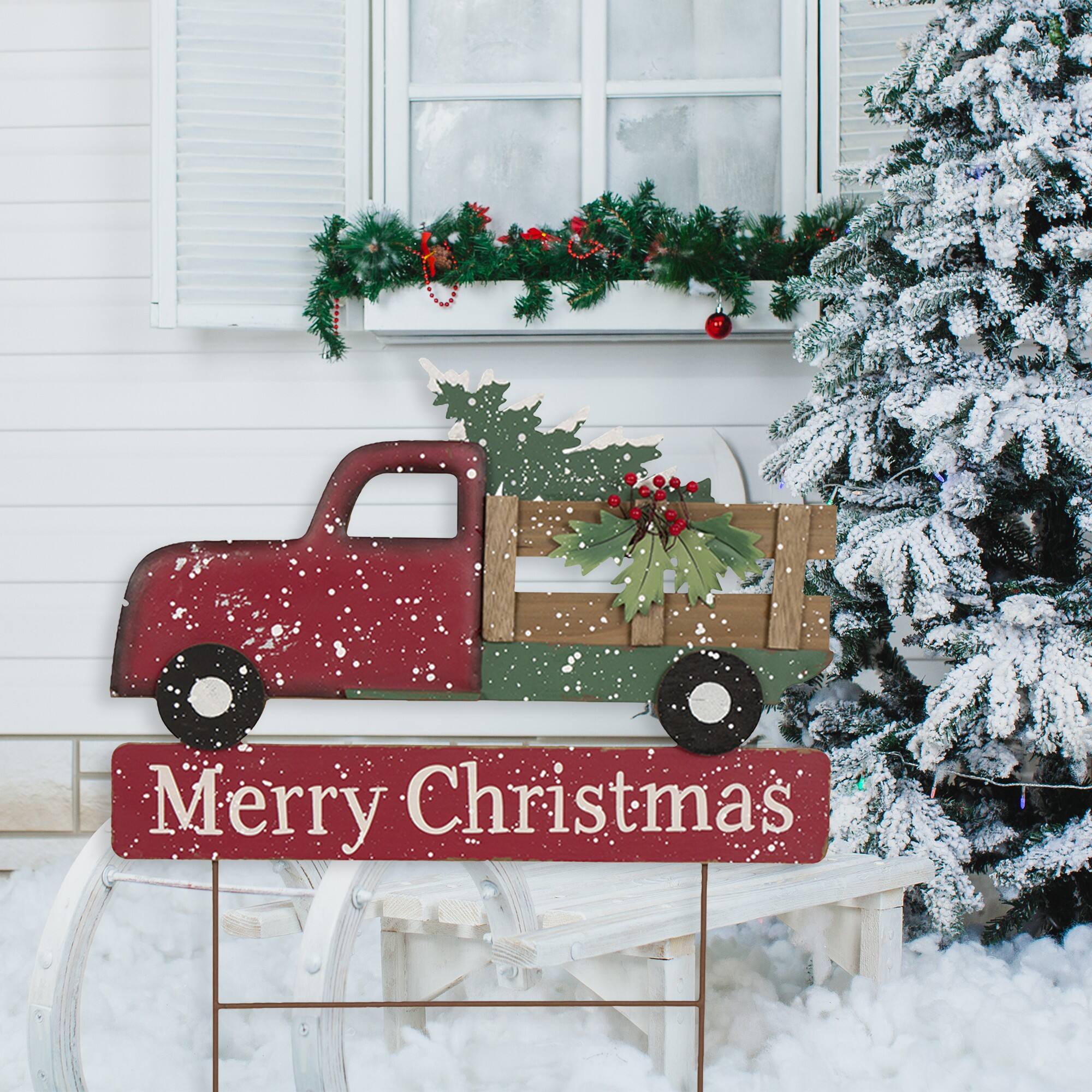 Glitzhome® 24" Christmas Truck Yard Stack
